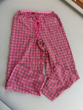 Free People Pink Plaid Lounge Pants size Medium